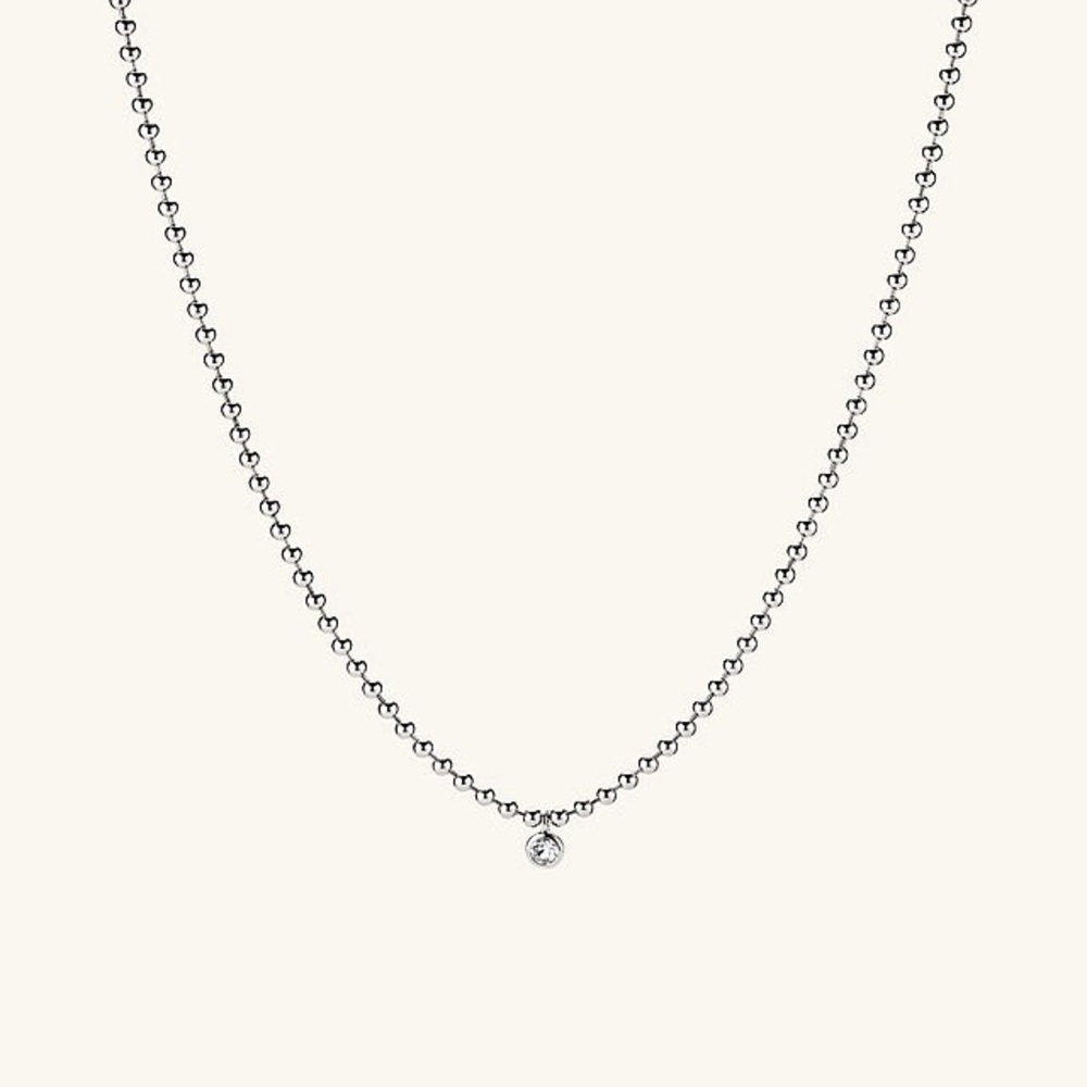 Mejuri Sterling Silver Round Gemstone Beaded Necklace